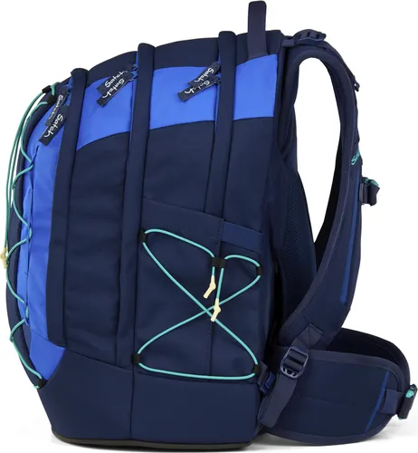 Satch Schulrucksack PACK Crossed Blue - Ergonomisch & Stylisch - Schulranzen für die 5. Klasse, ergonomisch anpassbar, mit 30L Volumen und austauschbaren SWAPS für individuellen Style.