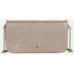 CLARA - Beige Handtasche - Elegantes Design - Zeitlose Handtasche aus italienischem Echtleder mit goldenen Verzierungen. Praktische Innenfächer und ein sicherer Klappverschluss machen sie zum idealen Begleiter für jeden Anlass.