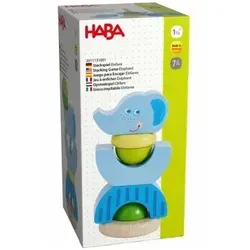 HABA Steckspiel Elefant - Motorikspielzeug aus Holz - Abenteuerliches Stapelspiel für Kinder, fördert spielerisch die Feinmotorik und Kreativität mit variablen Elefanten-Designs.