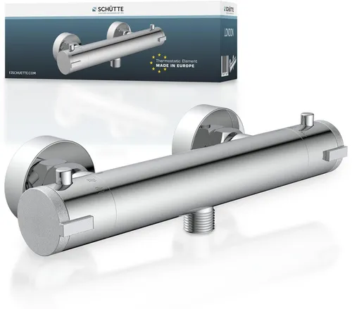 Schütte Thermostat-Duscharmatur | Effiziente Temperaturregelung für Ihre Dusche - Duscharmatur mit 2 Drehknöpfen, thermostatischer Temperaturregelung und 5 Jahren Herstellergarantie, ideal für eine komfortable und wassersparende Dusche.
