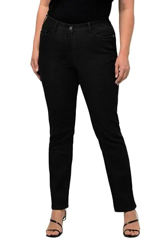 Ulla Popken Damen Straight-Jeans Schwarz 33W/32L EU - Modische Jeans in Übergrößen, ideal für alle Figurtypen. Bequemer Stretchdenim mit Komfortbund für optimalen Sitz - perfekt für Büro und Freizeit!