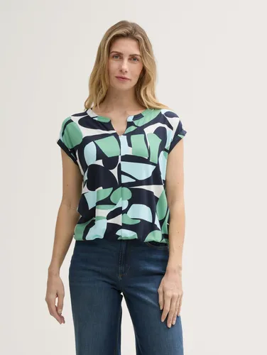 TOM TAILOR Damen T-Shirt mit Muster, grün - Stylisches gemustertes Shirt in Größe S, ideal für lässige Outfits und den Sommer.