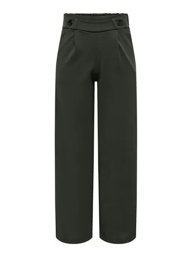 JdY Damen Jdygeggo New Long Pant Jrs Noos Hose - Damen-Hosen mit seitlichen Eingrifftaschen und stylishen schwarzen Knöpfen, perfekt für lässige Looks.