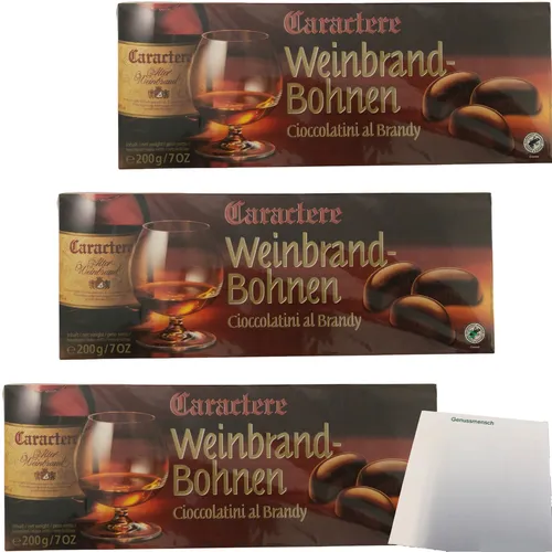 Caractere Weinbrandbohnen Zartbitterschokolade gefüllt mit Weinbrandt 3x200g usy