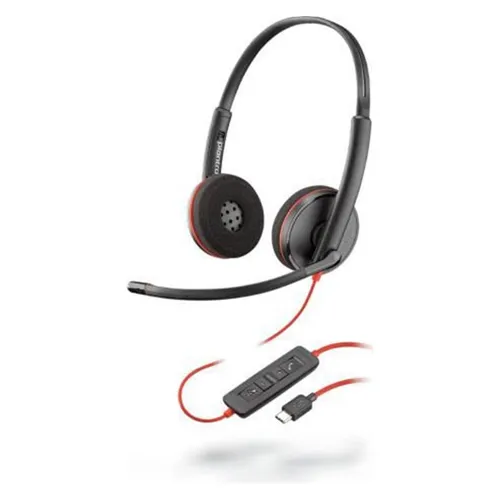 Poly Blackwire C3220 USB-C Single Headset - Kabelgebundenes USB-C-Headset für klaren Sound und komfortable Nutzung, ideal für den täglichen Einsatz im Büro.
