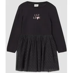 s.Oliver Minikleid Kleid Kurzes Kleid mit Mesh-Rock und Glitzerprint schwarz 122 EU