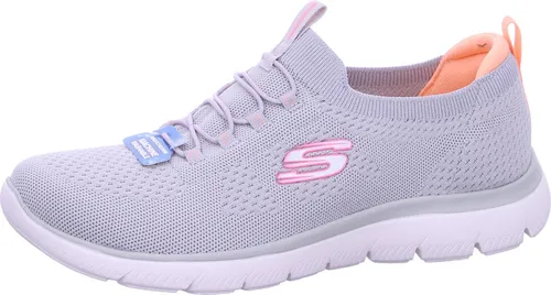 Skechers Summits Top Player Damen Sneaker - Grau mit Pink Coral Trim, Größe 41 EU - Stylische Damen Sneaker mit flexiblem Obermaterial aus Funktionsmesh und Bungee-Schnürung. Ideal für den Alltag, mit stoßdämpfender Zwischensohle und rutschfester Gummisohle für optimalen Komfort.