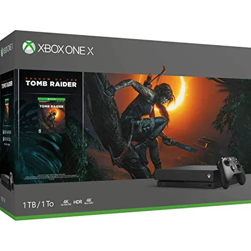 Microsoft Xbox One X, schwarz - Shadow of the Tomb Raider Bundle