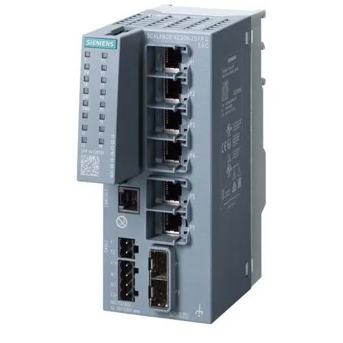 Siemens SCALANCE XC206-2SFP IP20 Switch - Modems, Splitter & Switches – Leistungsstarker Layer 2 Switch für industrielle Anwendungen, managebar und ideal für Hutschienenmontage.
