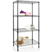 Mammut Metallregal Rocky - Pulverbeschichtet Schwarz mit 4 Böden - Regal für hohe Belastbarkeit und ansprechendes Design, ideal für Wohnräume und Gewerbe.