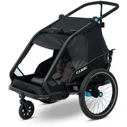 Cube Double CMPT Kinder Fahrradanhaenger - schwarz - Fahrradanhänger für bis zu 2 Kinder, komfortabel gepolstert und ideal für Familienausflüge mit dem Fahrrad.