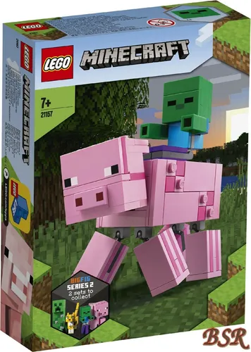 LEGO® Minecraft: 21157 BigFig Schwein mit Zombiebaby - LEGO BigFig Set aus der Minecraft-Welt, ideal für kreative Bauabenteuer mit 372 Teilen und altersgerechter Empfehlung ab 8 Jahren.