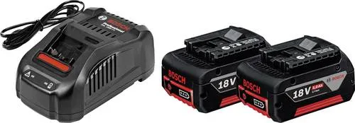 Bosch Professional 18V System Akku Starter-Set - 2x GBA 18V 5.0Ah Akku + Schnellladegerät GAL 1880 CV, Schnellladung in nur 35 Minuten und COOLPACK-Design für längere Lebensdauer