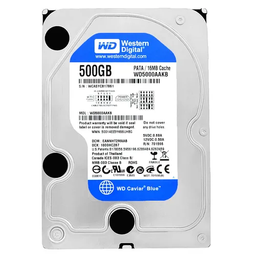 Western Digital Caviar 500GB 7200RPM Festplatte - Interne Festplatte mit 500GB Speicher, ideal für Desktop-PCs, bietet hohe Leistung mit 7200 U/min und 16MB Cache für schnelle Datenzugriffe.