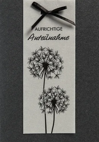 Trauer Kondolenz Beileidskarte mit Briefumschlag Pusteblume Schleife Aufrichtige
