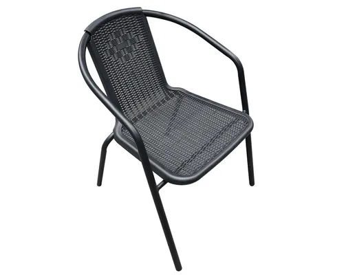 dasmöbelwerk Gartenstuhl Ibiza - Stapelbarer Bistrostuhl in Schwarz - Stapelbarer Gartenstuhl aus strapazierfähigem Polyrattan mit Armlehnen für optimalen Sitzkomfort. Ideal für Balkon und Terrasse, leicht und wetterbeständig.