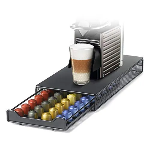 HiveNets Metallschublade zur Kapselaufbewahrung für Nespresso-Kaffeemaschine 40 Capsules