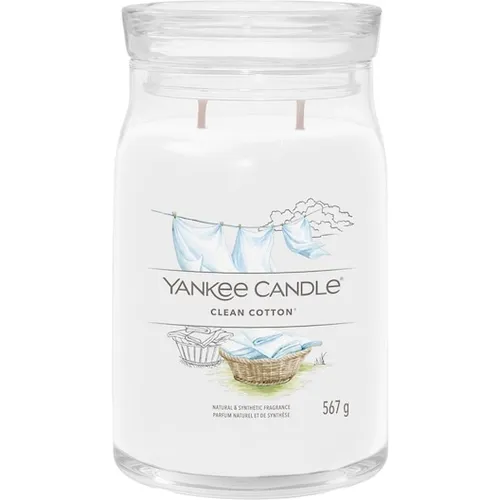 Yankee Candle Clean Cotton Duftkerze 567 g - Kerzen mit frischem Duft nach sonnig getrockneter Wäsche, ideal für ein angenehmes Raumklima und entspannende Atmosphäre.