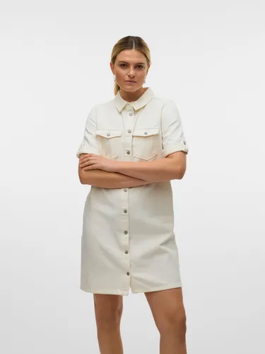 VERO MODA VMJENNIE SS Kurz-Denimkleid Mix NOOS - Freizeitkleider für Damen mit praktischen Brusttaschen, ideal für lässige Outfits und den Sommer.