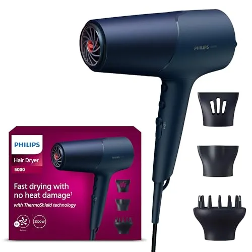 Philips 5000 Series Haartrockner BHD510/20 - Föhn mit ThermoShield Technologie, 20% schnelleres Trocknen und präzises Styling mit 9 mm und 11 mm Düsen