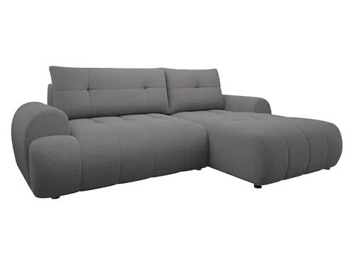 Mirjan24 Ecksofa Fliog mit Bettkasten, 3 Sitzer L-Form Sofa mit Schlaffunktion, Eckcouch für Wohnzimmer, Couch mit Bettfunktion (Velo 635, Seite: Rechts)