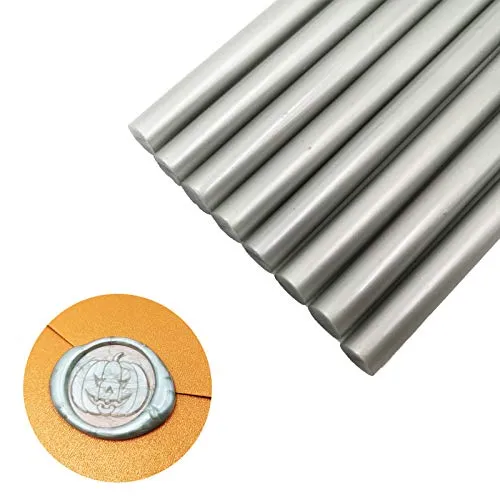 VARACL Heißkleber-Dichtungssticks für Briefsiegel stempel – ideal für Hochzeitseinladungen, Karten, Umschläge, Schneckenpost, Postkarten, Grußkarten, Geschenkideen, 7 x 100 mm, 20 Stück (Silber)
