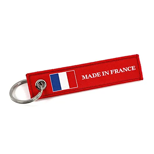 VmG-Store MADE IN Jet Tag Schlüsselanhänger 105x25mm Länderfahnen robustes festes Material umkettelt mit stilvollen Länder Fahnen S136 (France)