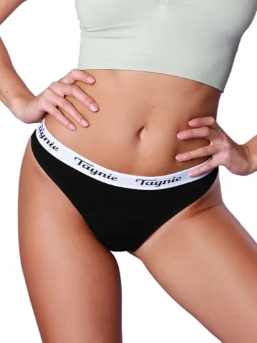 Taynie String Active Periodenunterwäsche leichte Blutung - Periodenwäsche - Menstruationsunterwäsche - ersetzt 1 Tampons, Periodenslip Tragedauer bis 12 Std., waschbar bis 60°C (46, Schwarz)