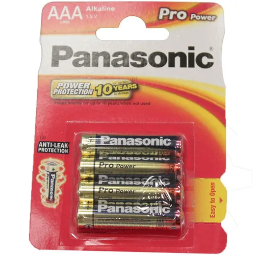 Panasonic LR03 ProPower 1,5V Micro AAA Batterie 4er-Blister - Einweg-Batterien mit Alkaline-Technologie, ideal für langlebigen Einsatz in Geräten wie Fernbedienungen und Spielzeug.