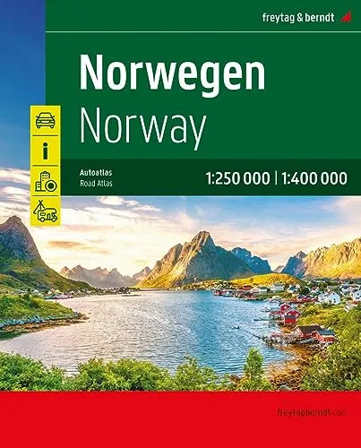 Norwegen Autoatlas 1:250.000 - 1:400.000 - Praktischer Autoatlas mit Spiralbindung für Norwegen, inklusive Camping- und Stellplätzen sowie umfassenden Freizeitinfos – ideal für Reisende und Outdoor-Enthusiasten.