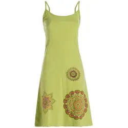 Vishes Damen Sommerkleid Spagettiträger Mini-Kleid in Grün 48 - Luftiges, handbedrucktes Sommerkleid aus 100% Baumwolle für ein angenehmes Tragegefühl. Ideal für warme Tage, schick und bequem im Regular Fit.