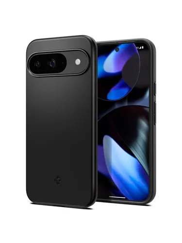 Spigen Thin Fit für Google Pixel 9 Pro/Pixel 9 - Schwarz - Handy Hülle mit Air Cushion Technologie für optimalen Fallschutz, erhöhte Ränder schützen Bildschirm und Kamera, kabellade-kompatibel und aus robustem TPU + PC gefertigt.