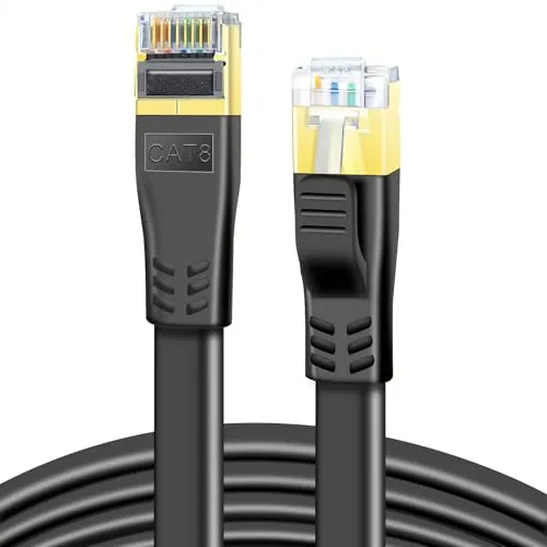 DDMALL Lan Kabel CAT 8-0,5m 1m 2m 3m 5m 6m 8m 10m 15m 20meter Netzwerkkabel, Hochgeschwindigkeit 40Gbps 2000MHz Flaches Patchkabel, Gigabit Internet LAN Kabel für Gaming,Modem,Router(0,5m/Schwarz)