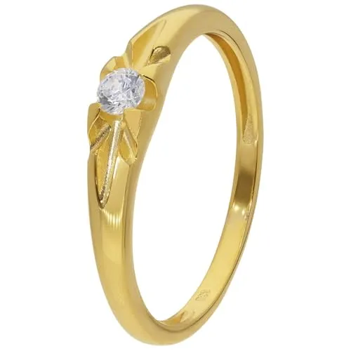 GLIZZ Gold-Ring für Damen und Herren Gold 333/8K mit Zirkonia traumhaftes Schmuckstück für Frauen, zauberhaftes Accessoire GL8734-60 Ringgröße 60/19,1