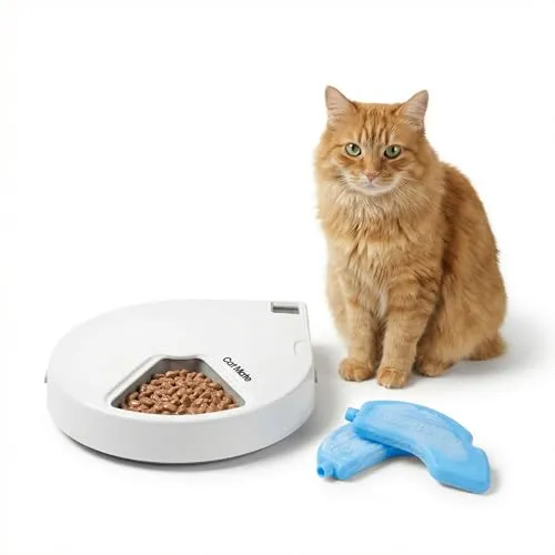 Cat Mate 365 Futterautomat - Automatisierte Futterspender für Hunde mit 5 Mahlzeiten Programmierung, ideal für stressige Lebensstile und garantiert frische Mahlzeiten dank doppelter Kühlpacks.