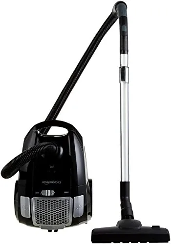 Amazon Basics Staubsauger mit Beutel - Bodenstaubsauger mit 700 W, HEPA-Filter für saubere Luft und Geschwindigkeitskontrolle; ideal für Hart- und Teppichböden, leise im Betrieb.