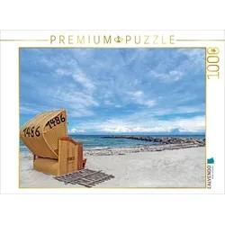 CALVENDO Puzzle CALVENDO Puzzle Einsamer Strandkorb an der Ostsee 1000 Teile Lege-Größe 64 x 48 cm Foto-Puzzle Bild von Tobias de Haan, 1000 Puzzleteile
