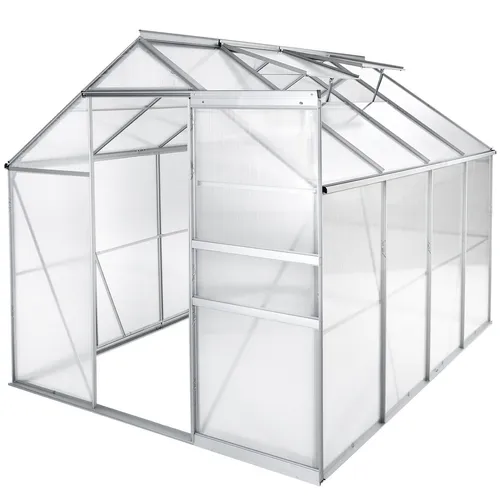 tectake Gewächshaus Treibhaus aus Aluminium - Garten-Zubehör, UV-beständig mit 0,40 mm Wandstärke, ideal für eine optimale Pflanzenzucht und langlebigen Einsatz im Garten.