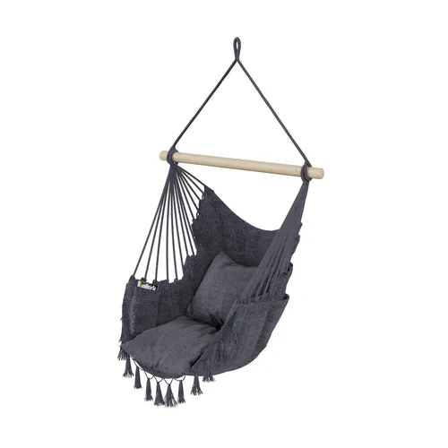 QLS Hängesessel Boho-Stil mit 2 Kissen – 130x100 cm, bis 200 kg - Hängesessel im stilvollen Boho-Design, ideal für drinnen und draußen. Ergonomisch und bequem, inklusive 2 Kissen für maximalen Komfort. Perfekt zum Entspannen und Chillen!