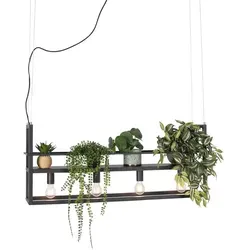 Qazqa - Industrie I Vintage I Industrie I Vintage I Hängelampe I Pendellampe I Pendelleuchte schwarz mit Gestell 4-flammig - Cage Rack I Wohnzimmer I Schlafzimmer - Stahl Länglich - LED geeignet E27