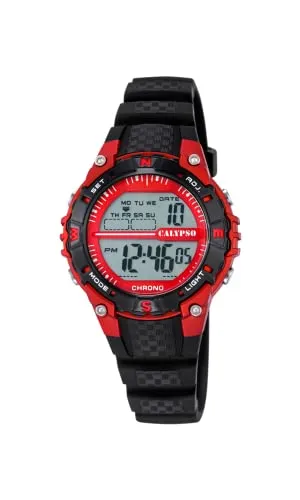 Calypso Kinderuhr K5684/6 - Sportliche Digitaluhr für Teenager - Digitaluhr für Kinder mit 3 Alarmzeiten, wasserdicht bis 10 ATM und stylischem schwarzen Silikonarmband. Perfekt für aktive Jugendliche!