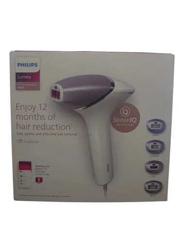 Philips IPL-Haarentferner Lumea S8000 BRI947/00 - IPL-Gerät mit 450.000 Lichtimpulsen und 4 Aufsätzen für Achseln, Bikinizone, Körper und Gesicht – für eine sanfte, dauerhafte Haarentfernung in der Komfortzone Ihres Zuhauses.