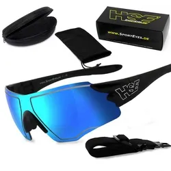 HSE - SportEyes Sportbrille SPEEDWULF, Steinschlagbeständig durch Kunststoff-Sicherheitsglas blau
