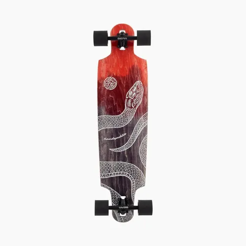 Landyachtz Drop Cat Python 38" Drop Through Longboard - Unisex Erwachsene, rotes Longboard mit Drop-Through-Design für ein komfortables Fahrgefühl. Ideal für Freestyle und Cruisen, bietet Stabilität und Style.