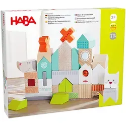 HABA Bausteine Hund und Katze - Bauklötze & Bausteine – Kreatives Set mit farbenfrohen Holzbausteinen in Tierform, das die Feinmotorik und Kreativität von Kindern ab 18 Monaten fördert.