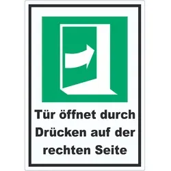 HB-Druck Tür öffnet durch Drücken auf der rechten Seite Aufkleber A6 (105x148mm)