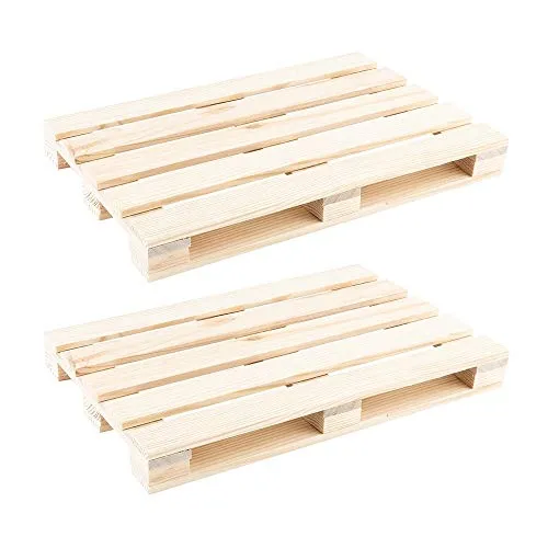 Ideen mit Herz Mini-Paletten | kleine Deko-Paletten aus Holz | ideal zum Basteln, DIY oder als Untersetzer für Getränke (24 x 16 x 2,5 cm | 2 Stück)