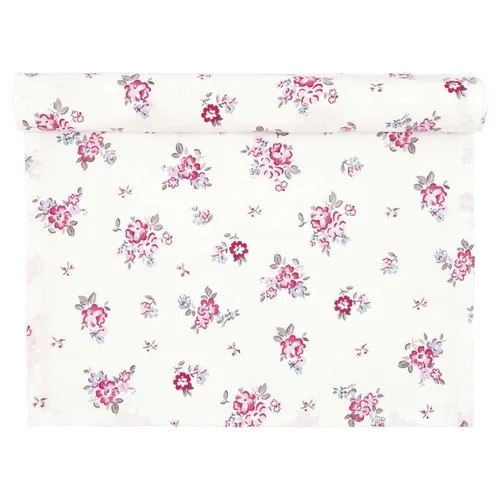 Greengate Tischläufer ELBA Weiß mit Blumen Baumwolle 45x140 cm Tischdecke