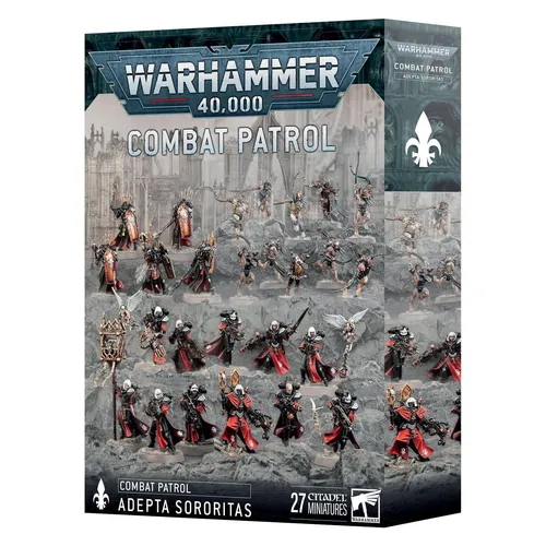 Warhammer 40.000 - Adepta Sororitas Combat Patrol - Gesellschaftsspiel mit mehrteiligen, unlackierten Miniaturen der Adepta Sororitas, ideal für Tabletop-Fans und Sammler, inklusive Abziehbilder und passenden Bases.