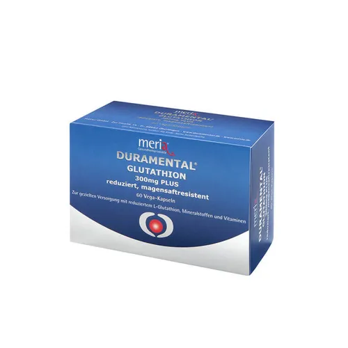 Duramental Glutathion 300mg Plus 60 ST - Nahrungsergänzungsmittel mit 600 mg Glutathion pro Tagesdosis, unterstützt die Stressabwehr und schützt vor schädlichen Umwelteinflüssen, ideal für einen gesunden Lebensstil.